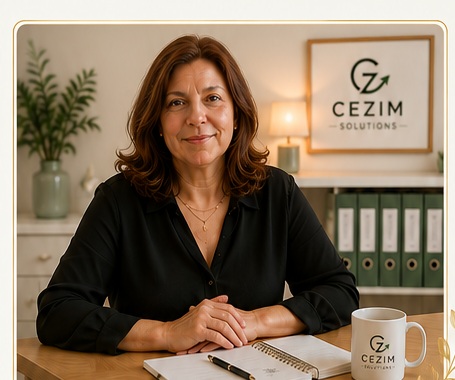 Fondatrice de Cezim Solutions dans son bureau